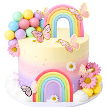 Rainbow Cake Decor Unicorn Cake Decorations Pastel Balls Cake Topper