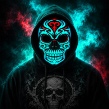 Meetory LED Halloween Mask for Adults, Light Up Mask Costume Day of the Dead Mask with 3 Lighting Modes and Adjustable Headband