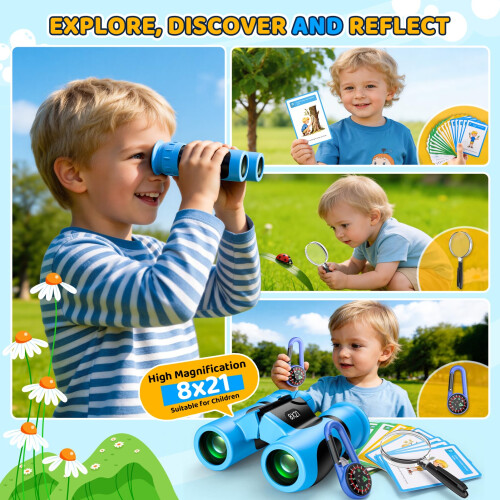 Binoculars - Exploration Cards - Compass - Magnifying Glass - Adventure Kit (Light Blue) 1