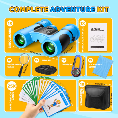 Binoculars - Exploration Cards - Compass - Magnifying Glass - Adventure Kit (Light Blue) 2