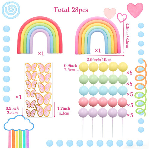 Rainbow Cake Decor Unicorn Cake Decorations Pastel Balls Cake Topper 1