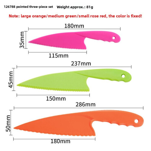 (Orange)Kids Solid Color Plastic Food Cutter With Sharp Corner Design For Handling Safe 1