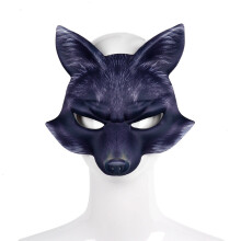 (Black) Costume Mask Fox Accessory Suitable For Halloween Party Events And Cosplay