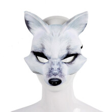 (White) Costume Mask Fox Accessory Suitable For Halloween Party Events And Cosplay
