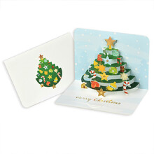 (Christmas Tree)Papierkarte Weihnachten Kamin mit Goldfolie Verzierungen Saisonaler Gruß