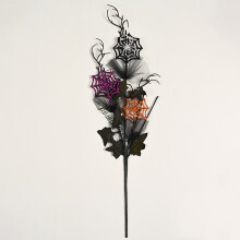 (Spider Web) Halloween Spooky Pumpkin Flower Branches For Outdoor Indoor And Festivities