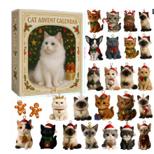 (Style 1)Cat Lovers Advent Calendar Holiday Countdown Toy Felt Decoration Fans Families