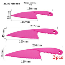 (Rose Red)Kids Solid Color Plastic Food Cutter With Sharp Corner Design For Handling Safe