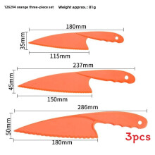 (Orange)Kids Solid Color Plastic Food Cutter With Sharp Corner Design For Handling Safe
