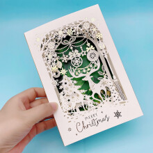 (Green Deer)Centre de table de voeux de Noël avec impression papier cuivre pour fête maison