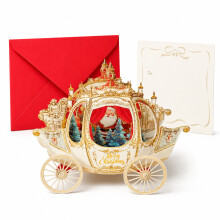 (Style 4)Babbo Natale Auto Volante Carta 3d Con Disegno Lamina Oro Per Regalo Natale