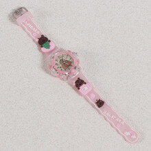 (Pink) Quartz Cartoon Kids Watch With Luminescent Hands And Capybara For Design School