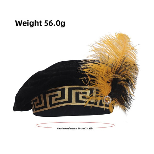 (Black 2) Medieval Mens Muzzle Hat With Printed Details For Cosplay Costume Halloween