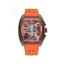 (Orange) Watch Quartz Mens With Silicone Strap Sport Style Suitable For Gents Daily And