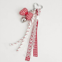 (Red Lace) With Keychain Hanrafted Geometric Star And Bow For Mobile Phones Decor Bag