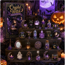 (Night Crystal Witch)Calendrier de l'Avent Halloween boîte décorative avec tirages de dessins animés pour décoration de vacances