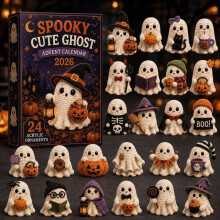 (Crochet Ghost)Halloween Advent Calendar Decorative Box With Cartoon Prints For Holiday Decor