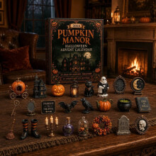 (Square Pumpkin)Halloween Advent Calendar Decorative Box With Cartoon Prints For Decor Holiday