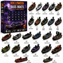(Halloween Ship)Calendrier de l'Avent Halloween boîte décorative avec tirages de dessins animés pour décoration de vacances
