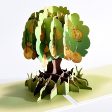 (Money Tree)Romantic 3d Flower Greeting Card With Embossed Gold Details For Gift Valentines
