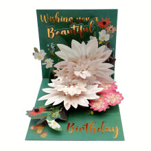 (Birthday)Carte d'appréciation florale adaptée à la fête des mères avec fleur de lotus en relief