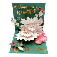 (Mothers Day)Cartão de apreciação floral adequado para o dia das mães com flor de lótus em relevo