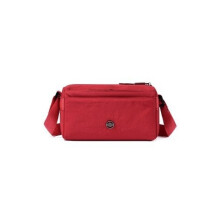 (Red) Versatile Fabric Oxford Crossbody Bag With Zipper Closure Large Capacity Casual For Outings