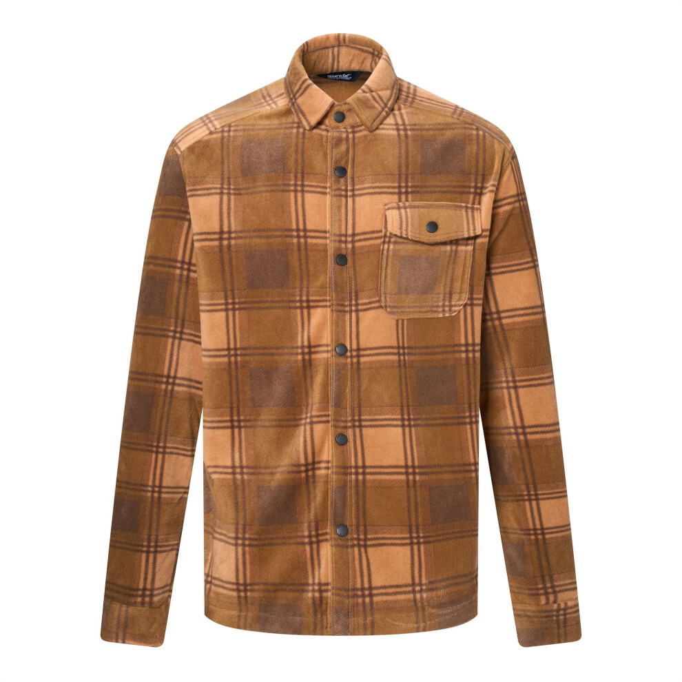 Regatta (L, Rich Tan/Coffee Grounds) Mens Frankie Checked Fleece Shirt