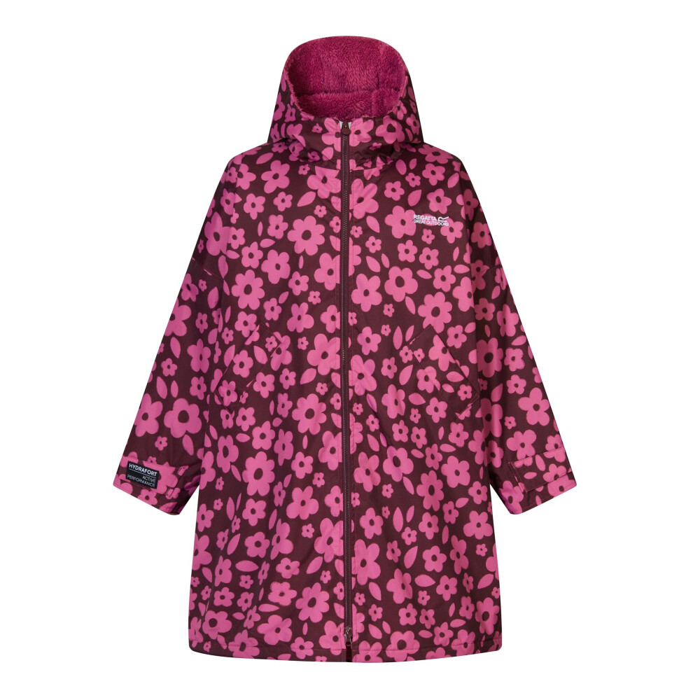 Regatta Kids Floral Waterproof Changing Robe - Violet Fig - 3-5 Years - Violet Fig - 62% Polyester/38% Recycled Polyester - Image 2