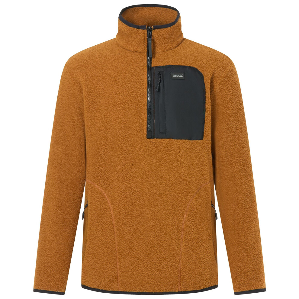 Regatta (Xl, Rich Tan/Black) Mens Frankie Borg Quarter Zip Fleece Jacket
