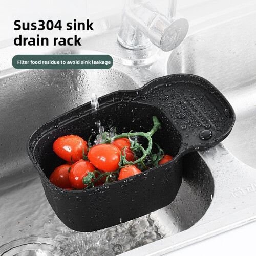 (Silver Clamp)Kitchen Sink Strainer Basket Multipurpose Corner Garbage Storage Basket Drain 2