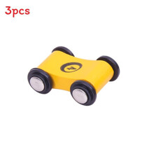 (Yellow)Mini veicolo in legno per bambini con scivolo inerziale per abilità motorie sensoriali cognitive