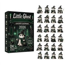 (Green Ghost)Calendrier de l'Avent Halloween boîte décorative avec tirages de dessins animés pour décoration de vacances