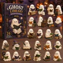 (Reading Sofa Ghost)Calendrier de l'Avent Halloween boîte décorative avec tirages de dessins animés pour décoration de vacances