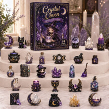 (Crystal Witch)Calendrier de l'Avent Halloween boîte décorative avec tirages de dessins animés pour décoration de vacances