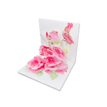 (Valentines Flower)Romantic 3d Flower Greeting Card With Embossed Gold Details For Valentines Gift