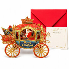 (Style 2)Santa Claus Flying Car 3d Card With Gold Foil Design For Christmas Gift Giving