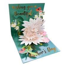 (Mothers Day)Tarjeta de felicitación romántica con flores 3D con detalles dorados en relieve para regalo de San Valentín