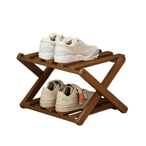 (Brown)Bamboo Multi Layer Folding Shoe Rack Storage Shelf Indoor Use Durability Sturdy 1