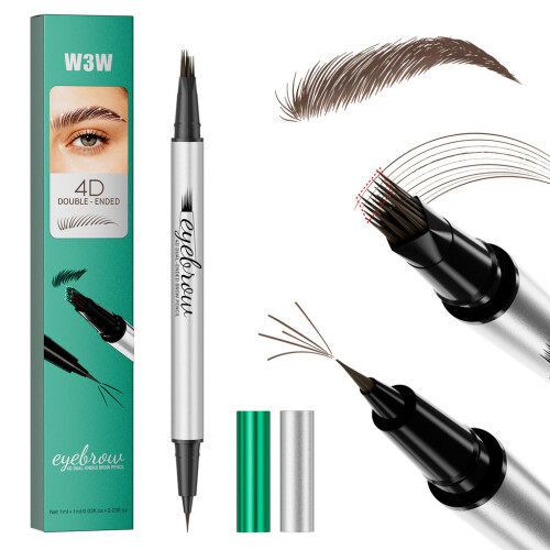 (Black)W3w Refillable Doublesided Eyebrow Pencil With Smudgeproof Ink For Use Makeup 2