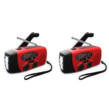 2X Led Flashlights Hand Crank Dynamo Powered AM/FM/NOAA Radio Emergency Rescue LED Flashlight Emergency Power Supply