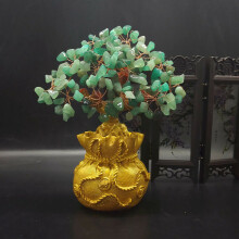 (Green)Feng Shui Money Wealth Tree Yellow Citrine Amethyst Crystal Gem Spiritual Lucky