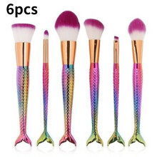(6pcs Purple)Mermaid Makeup Brush Set Foundation Eyeshadow Brushes Cosmetic Tool Durable