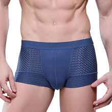 (DarkBlue,L)Nueva ropa interior transpirable de malla para hombre boxer de seda ropa interior de cuatro esquinas al por mayor