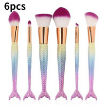 (6pcs Colorful)Mermaid Makeup Brush Set Foundation Eyeshadow Brushes Cosmetic Tool Durable