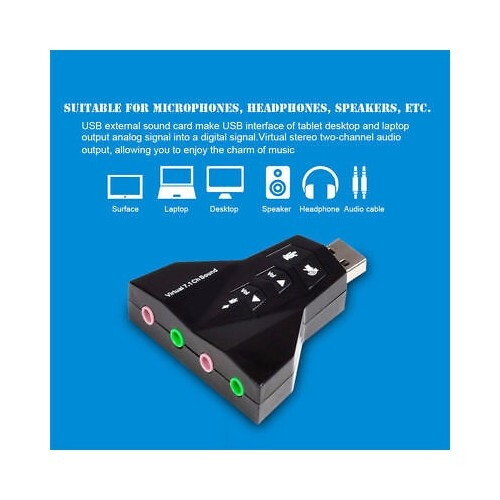 External Virtual 71 Channel Usb 20 3d Audio Sound Card Laptop Pc Mic Adapter