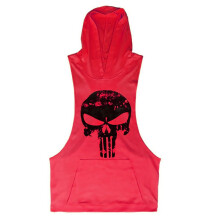 (Red,2XL)Hot Uomo Abbigliamento Palestra Stringer Felpa con Cappuccio Bodybuilding Canotta Muscolare con Cappuccio Camicia