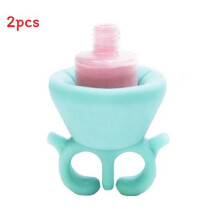 (Green)Anillo portabotellas de esmalte de uñas portátil de silicona flexible suave 2 piezas