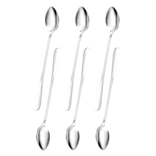 6Pcs Langstiel Edelstahl Tee KaffeelöFfel Eis Besteck 1
