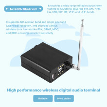 K3 150kHz-1300MHz Aviation Full Band Receiver High Performance Wireless Digital Audio Terminal Black Metal Shell